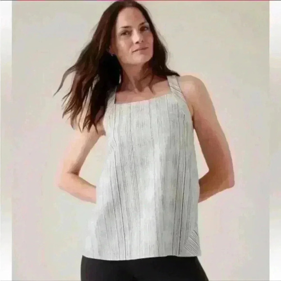 Athleta Arrival Tank Top in Amara Stripe | White Black | SZ M - Picture 1 of 14